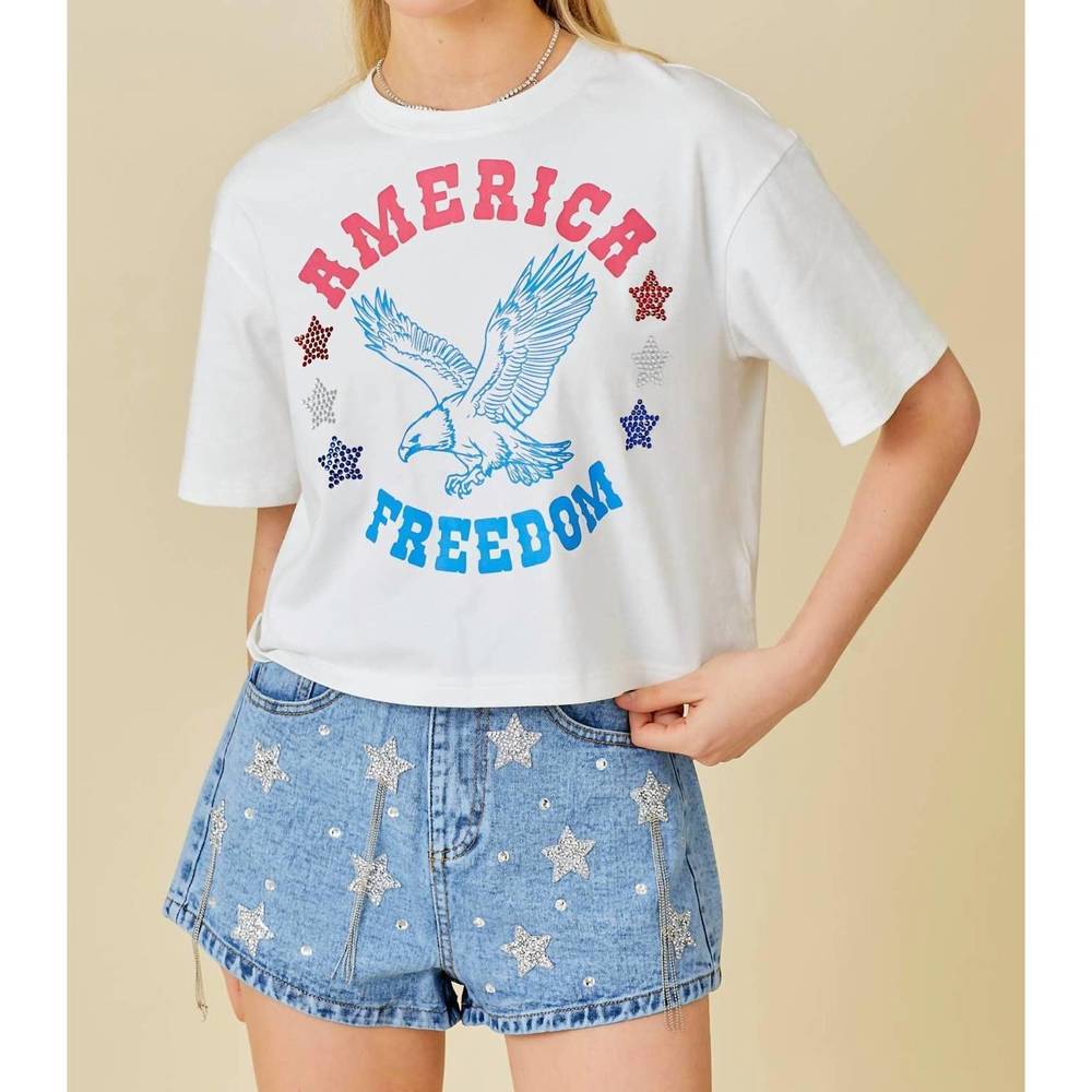 NEW MAIN STRIP freedom graphic tee in white